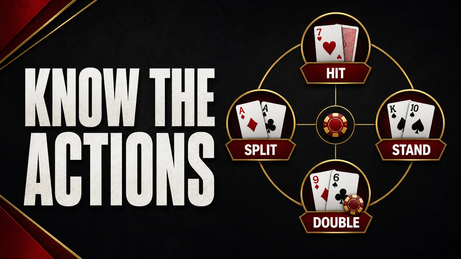 Blackjack Rules for Beginners: Hit, Stand, Split, and Double checklist illustration