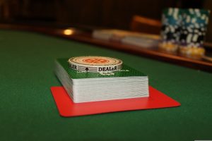 Casino card game on a table
