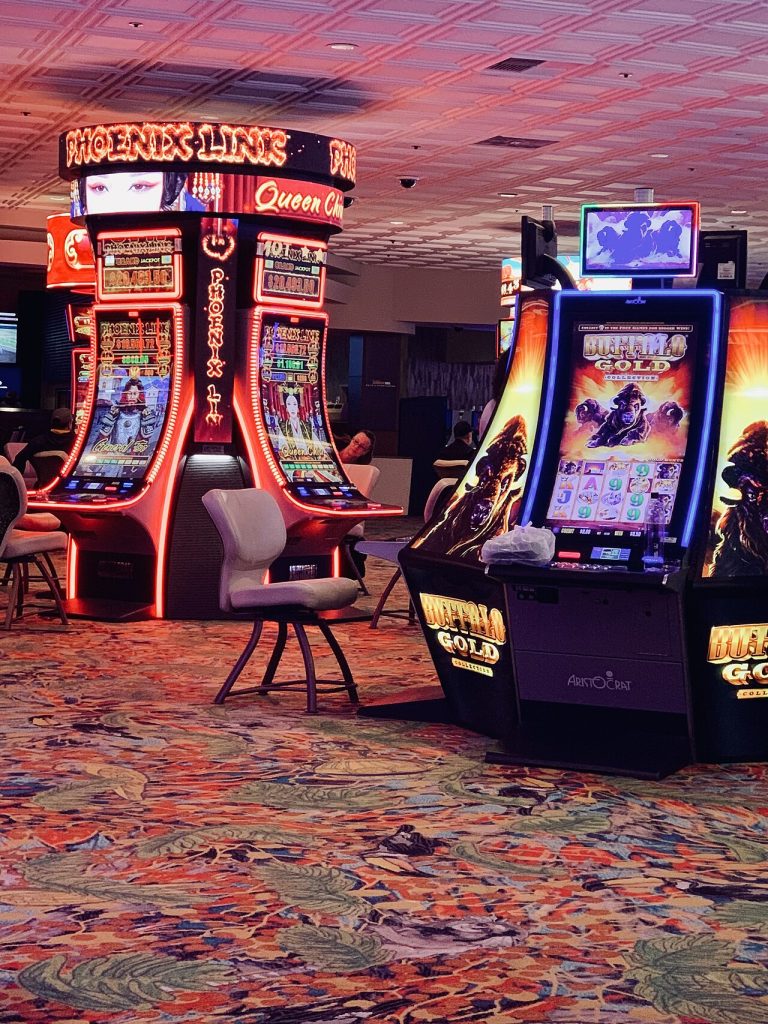 Slot machines on a casino floor